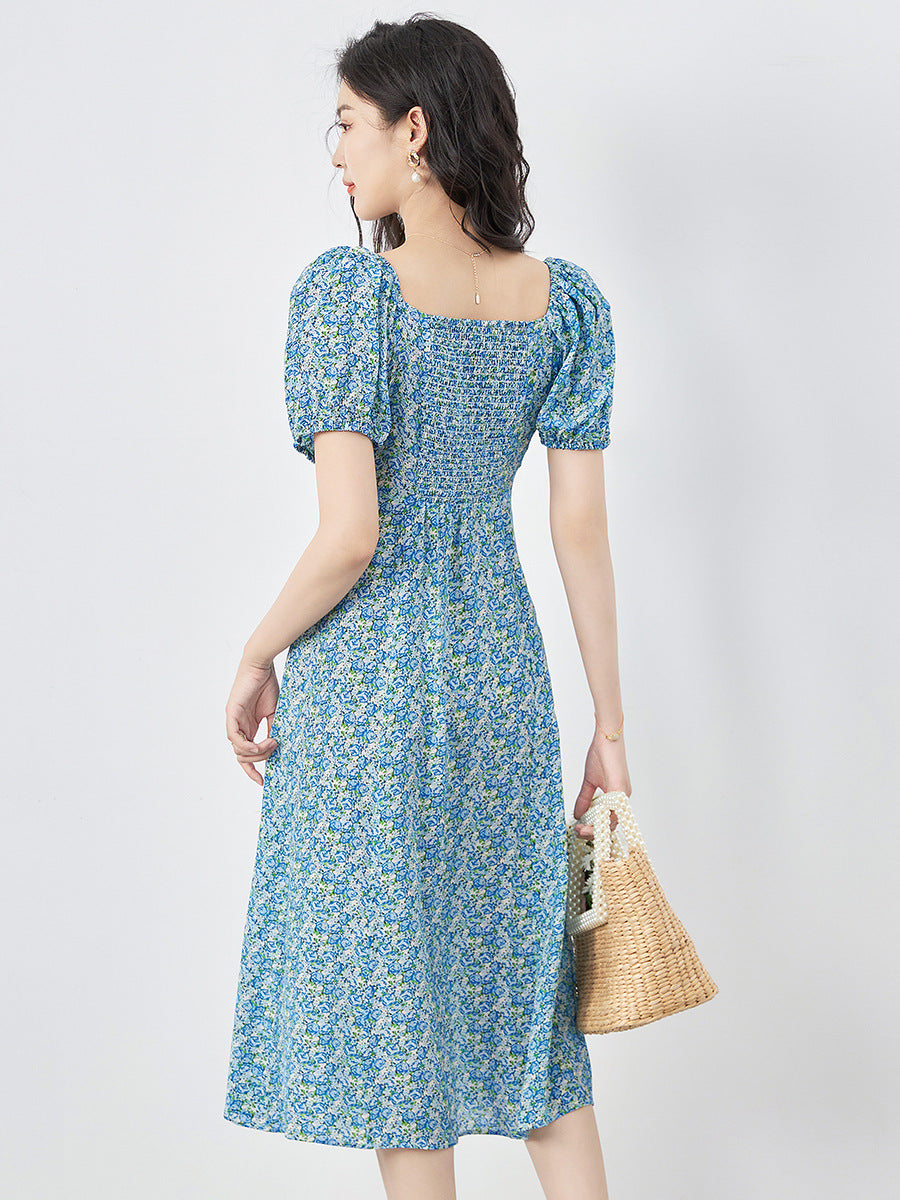 Women Elegant Sweetheart Neck Puff Sleeves A-line Maxi Party Prom Dresses Female Long Gown