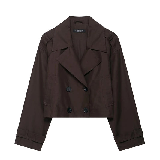 Fashion Versatile Collar Minimally Double breasted Women's Autumn New Collection 2025 Classic Long Short Windbreaker Coat