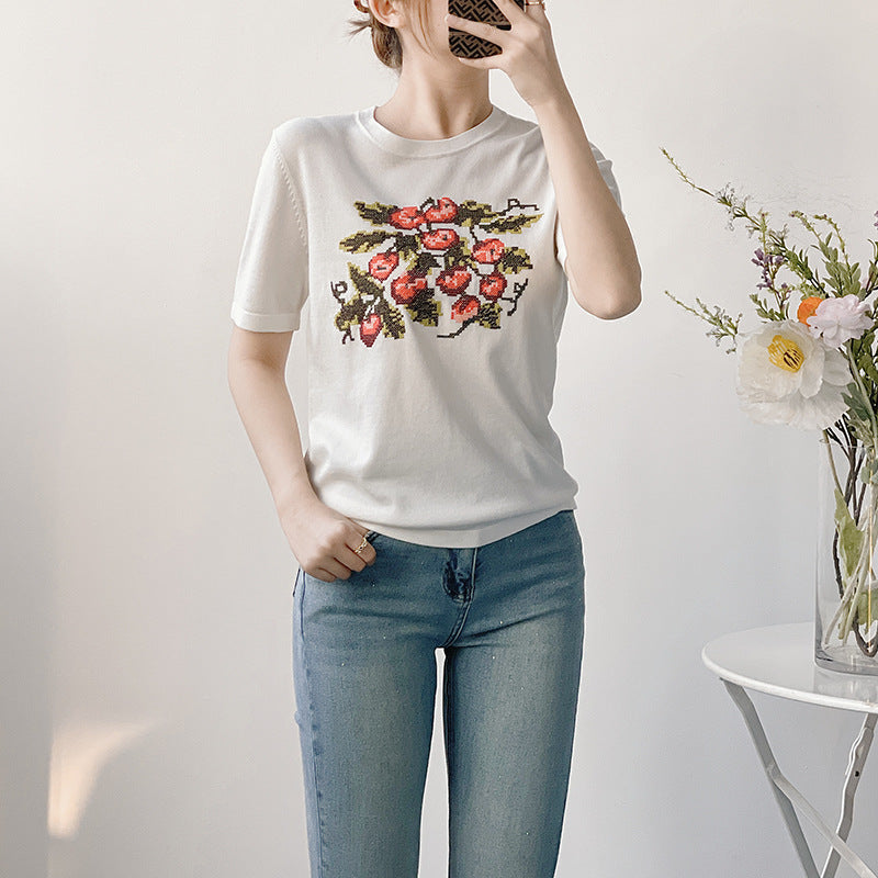 Harajuku Flowers and Plants Vintage T Shirt Short Sleeve Crew Neck Summer Tshirt Tops for Women Clothes