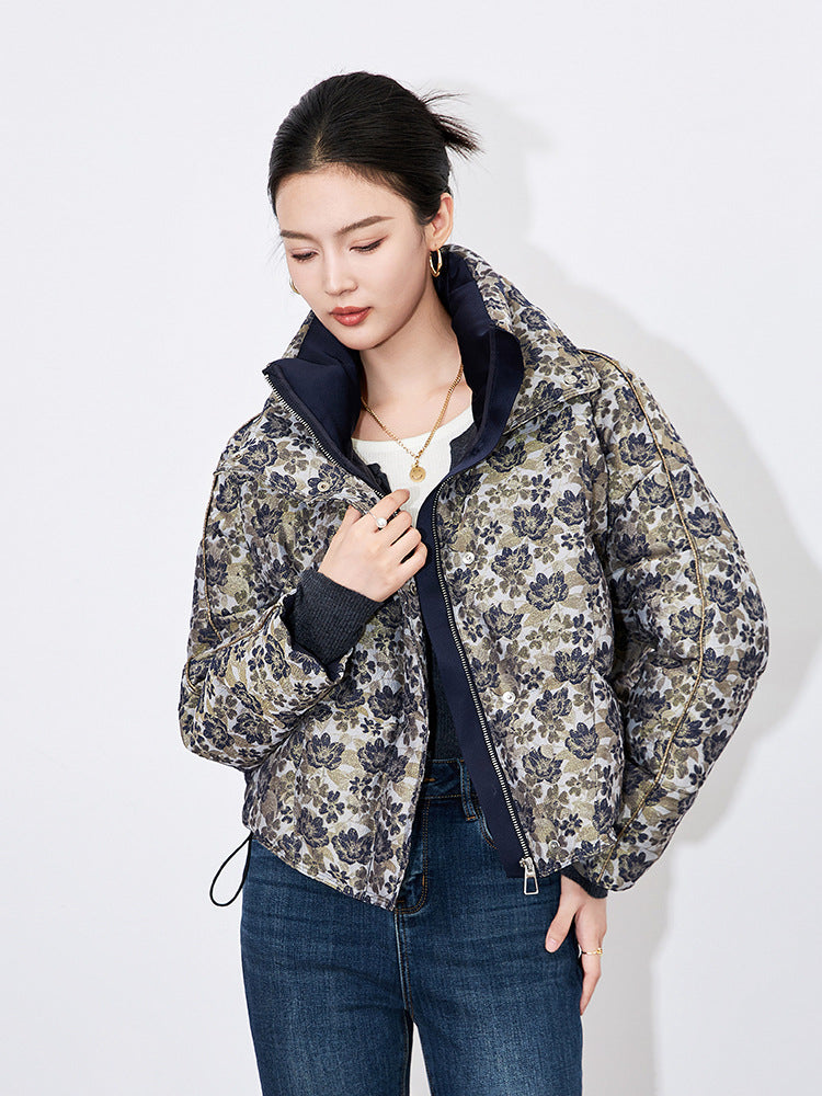 Chic Printed Down Cotton-Padded Jacket Women's Short Overcoat 2025 Winter New Fashion Loose Thicke Warm Parka