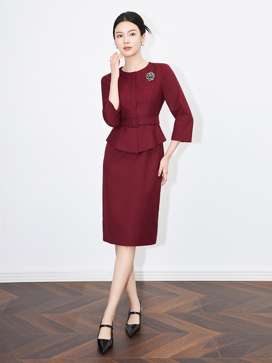 Summer Thin Three-Quarter Sleeve Ruffled Hem Beauty Salon Suit Women's Blazer Mid-Sleeve Professional High-End Jewelry Store Wor