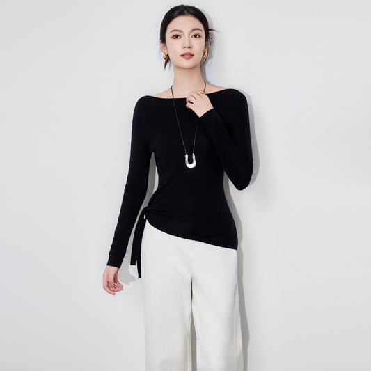 Sexy Crop Tops y2k Women Aesthetic Clothing Solid Color Long Sleeve Slit Hem T Shirts Fall Spring Clothes Streetwear