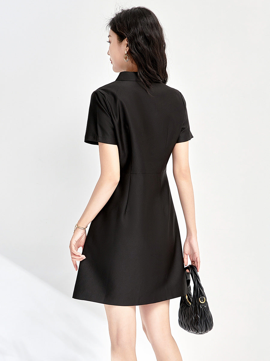 Slim Fit Short Sleeve Hooded Dress Korean Style Thin Summer Fashion Women's Waist Cinching Slimming Skirt Mini Dress