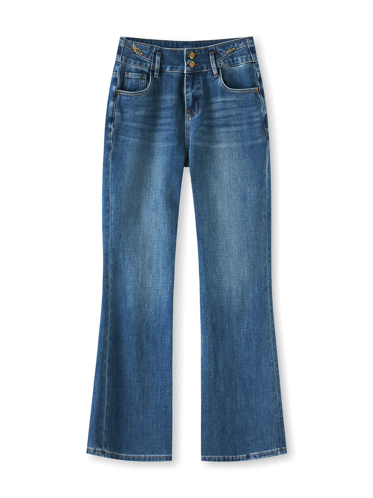 High Waist Bell Bottom Jeans Women's Elastic Slimming Casual Fish Tail Pants Vintage Style Long Polyester Fiber Commute Style