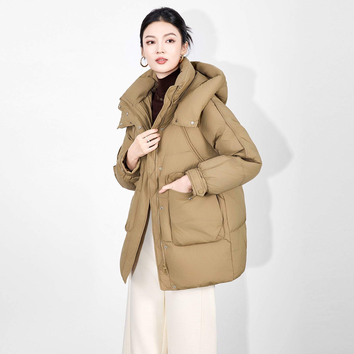 Winter Thickened Women's down Jacket White Duck Feather Loose Fashionable Versatile Warm Outerwear for Small Stature