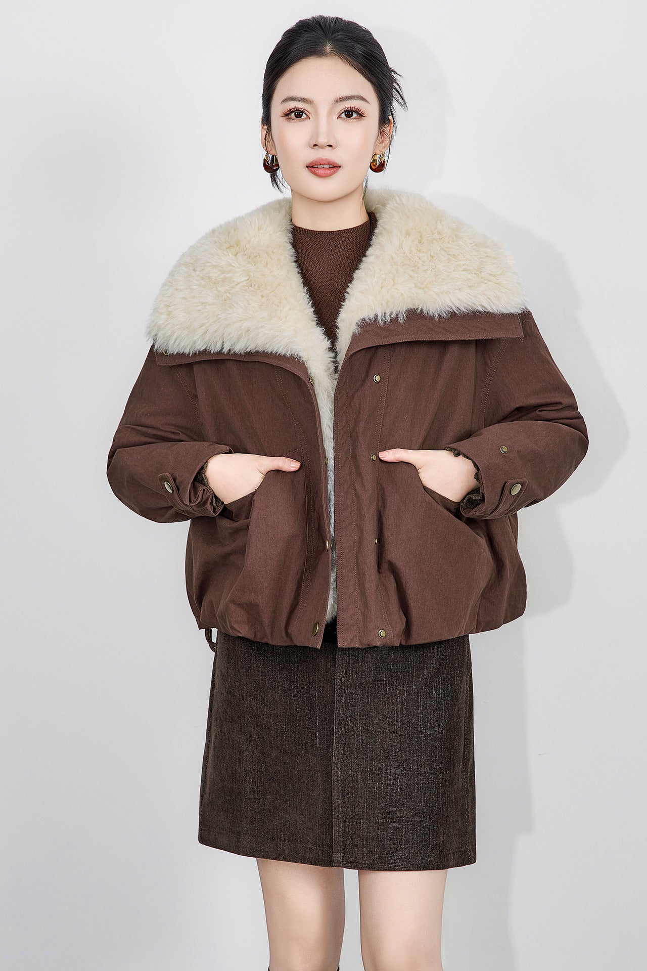 Retro Sle Women's Down Jaet Du Down Filling Warm Thiened Winter Coat Classic Sle Coat with Vintage Touch