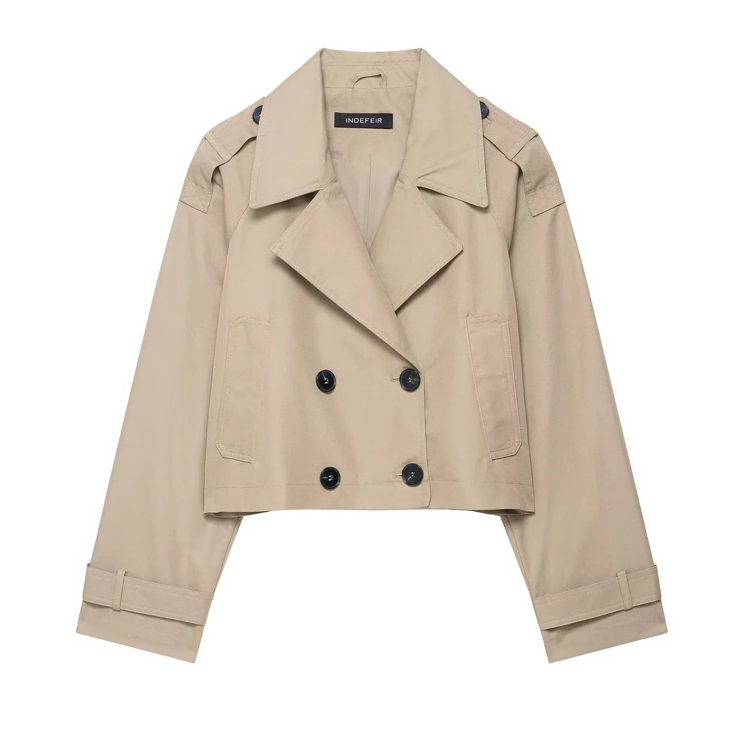 Fashion Versatile Collar Minimally Double breasted Women's Autumn New Collection 2025 Classic Long Short Windbreaker Coat