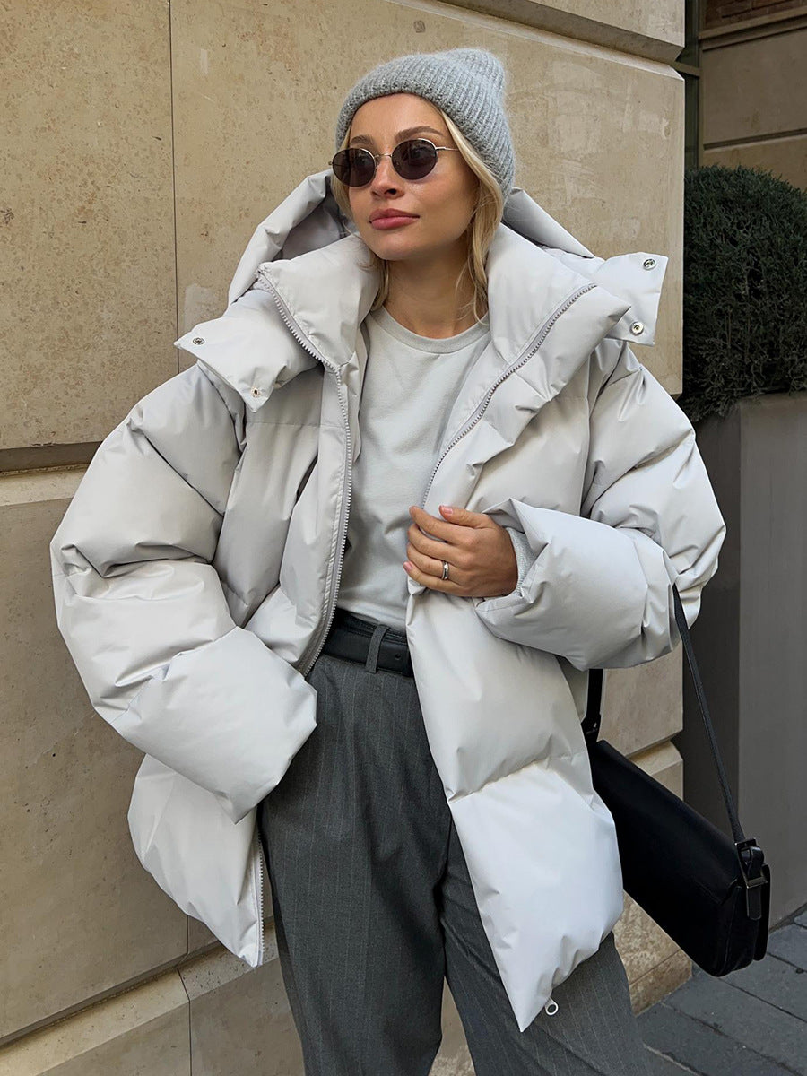 Quilted Jacket Women Winter Loose Parkas Coat Vintage Bread Jacket Outwear Office Ladies Warm Cotton Puffer Jackets