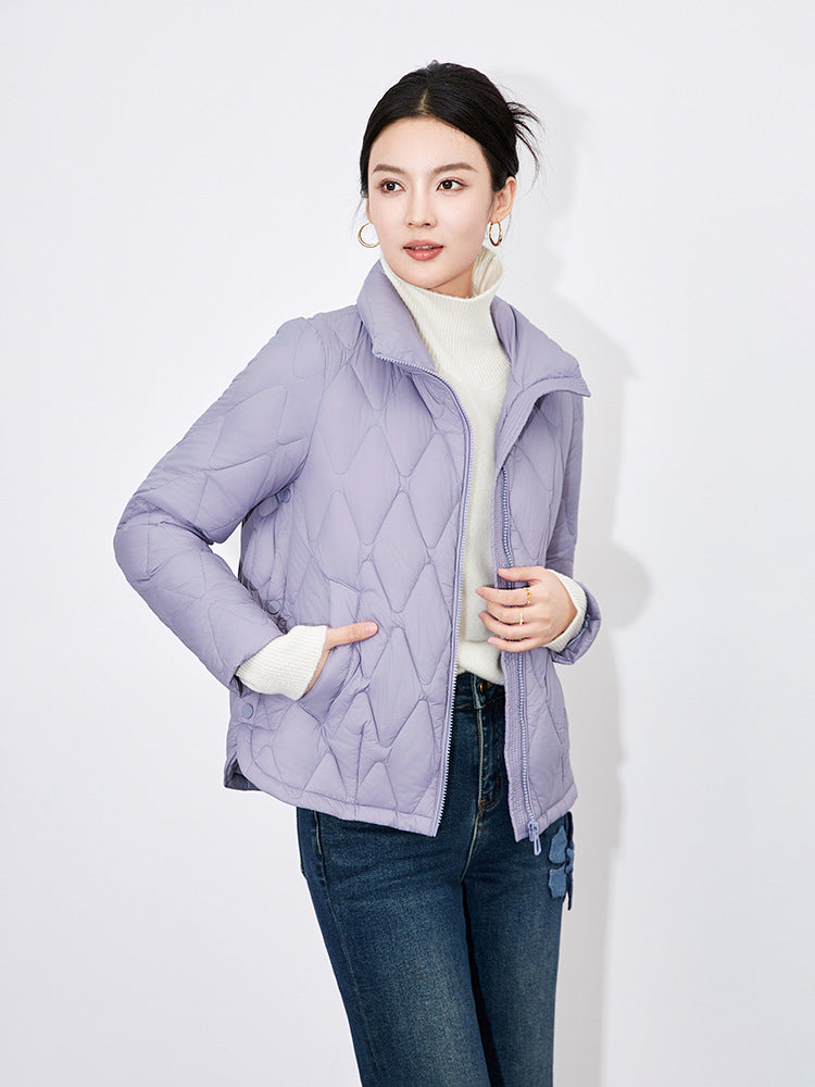 Lightweight Short Duck Down Jacket Women's Casual Long Sleeve Warm Outerwear Stylish French Style Commute Fashion Winter Coat