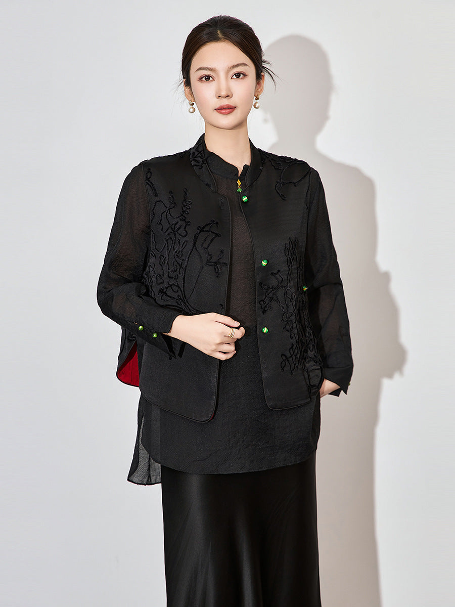 New Chinese Style Women's Jacket Spring Small Fragrance Style Embroidered Top Slim Tang Costume Heavy Work Embroidery