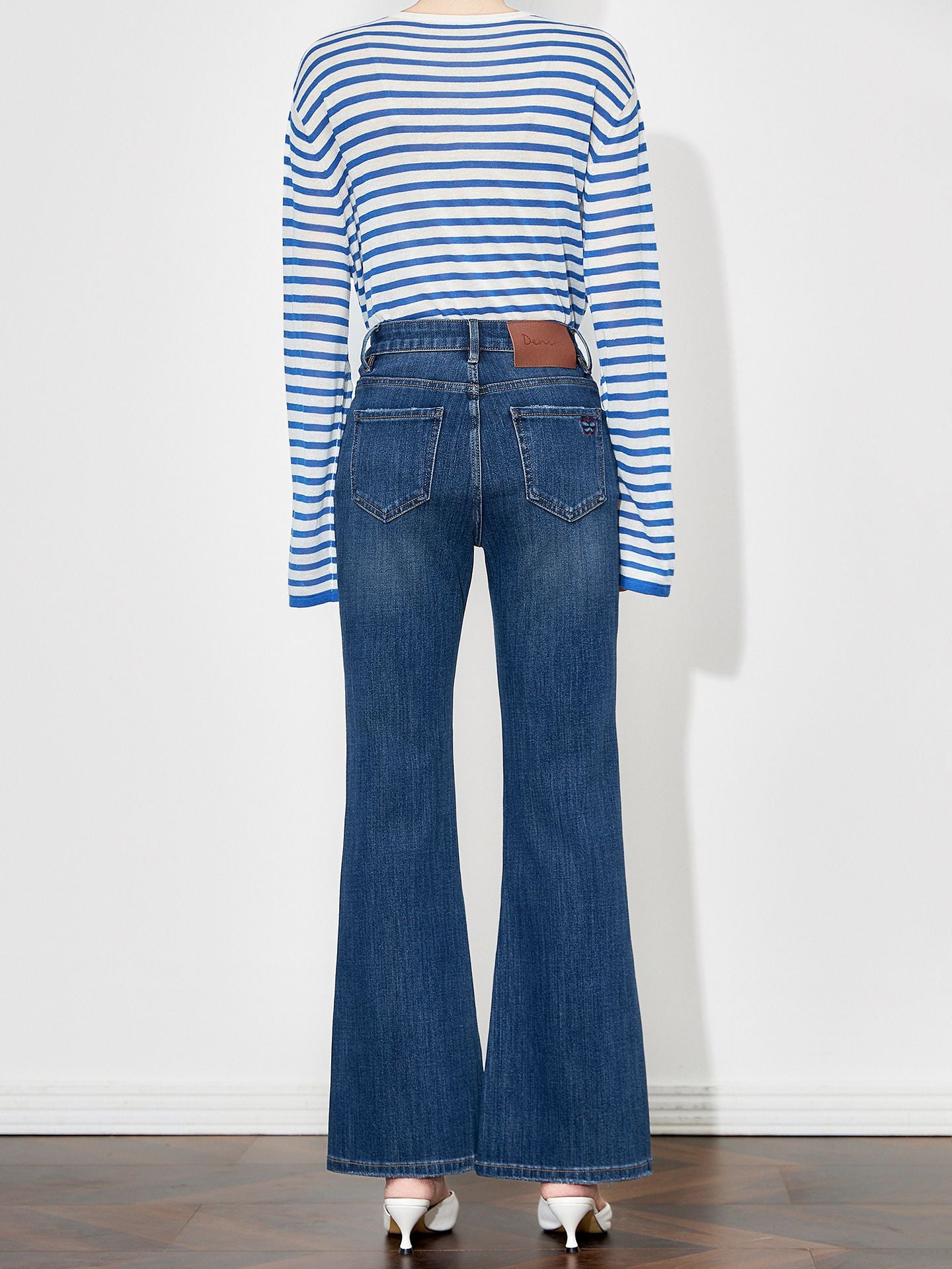 Spring New Sky Blue High Waist Mid Line Slim Fit Micro La denim Pants