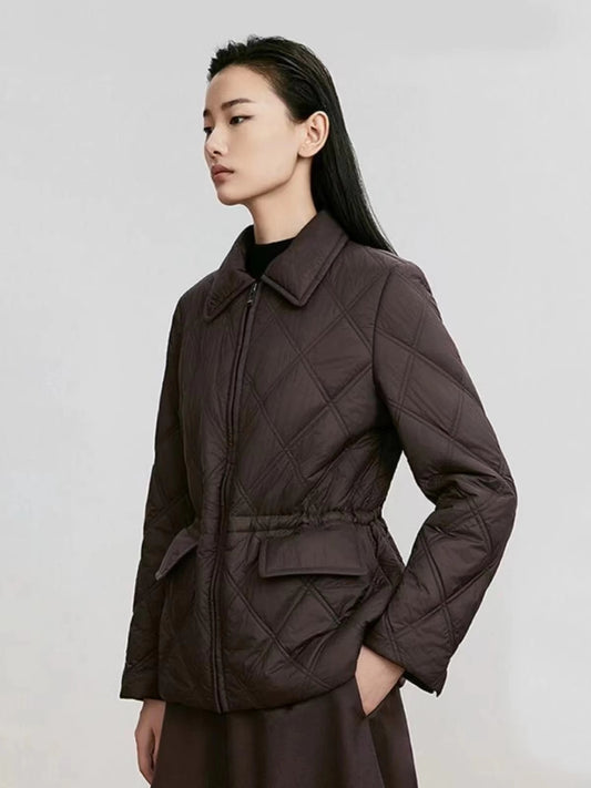 European and American Style New Fashionable Temperament Women's Long-sleeved Lapel Quilted Cotton Jacket