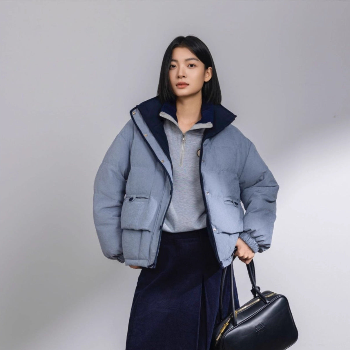 Autumn and Winter High Quality 2025 Women's New Knitted 100% Wool High Collar Belt Down Jacket