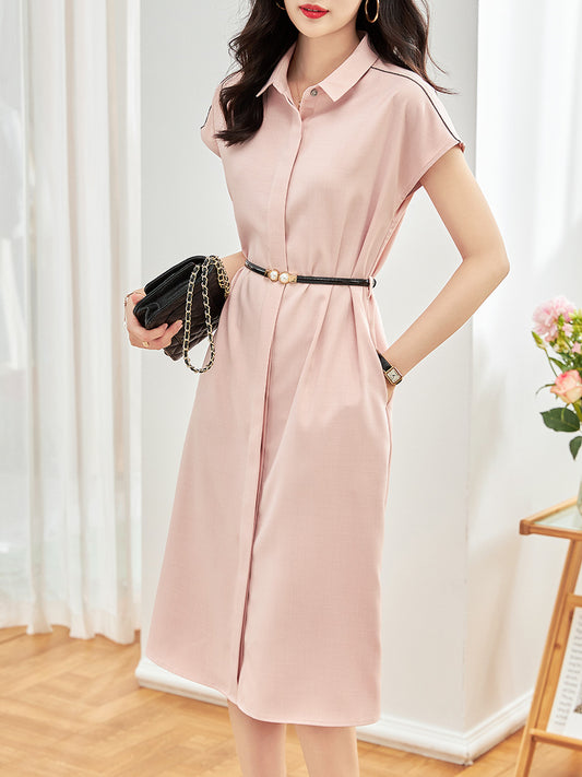 Women's Summer New Sle Vest Dr with Fake Kets Waist Cinching Long Dr Belt Included Commute Sle Regular Fit