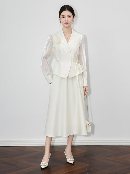 High End Spring and Autumn New Fashionable Slim and Stylish Top Casual and Elegant High End Skirt Two Piece Set