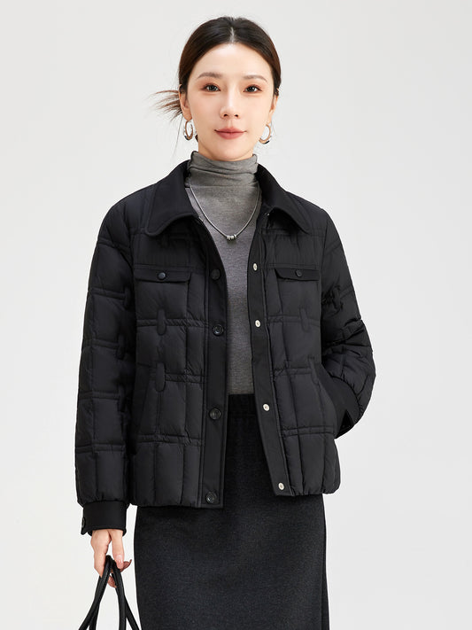 Lightweight Short White Duck down Jacket for Women Fashionable Autumn Winter Coat Stand Collar Warm Small Size Outerwear