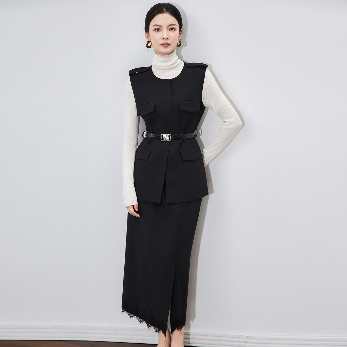 Belt Sleeveless Vest Woman Summer Waistcoat Button Vest Top Women Streetwear Outerwears Black Vests for Women Coat