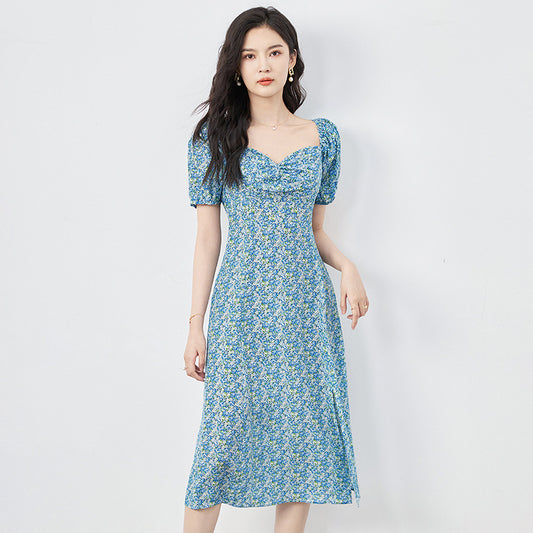 Women Elegant Sweetheart Neck Puff Sleeves A-line Maxi Party Prom Dresses Female Long Gown