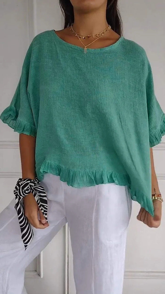Lady Casual Solid T Shirt Fashion O-Neck Short Sleeve Pullover Loose Top T-Shirt for Women Elegant Office Women Clothes Summer