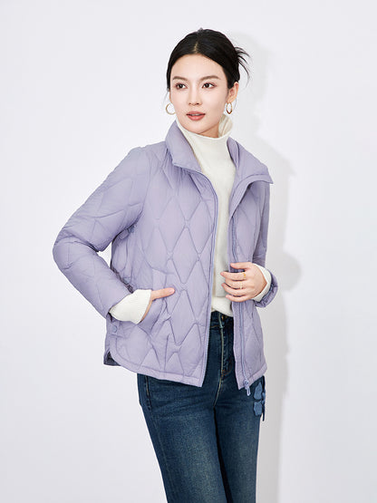 Lightweight Short Duck Down Jacket Women's Casual Long Sleeve Warm Outerwear Stylish French Style Commute Fashion Winter Coat