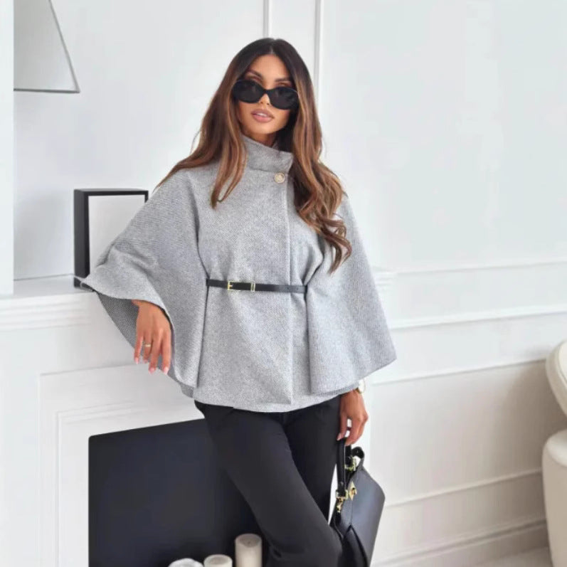 Elegant Solid Jackets Fashion Women Single Breasted Batwing Sleeve Thick New Coats Casual Loose Office Lady Chic Jacket