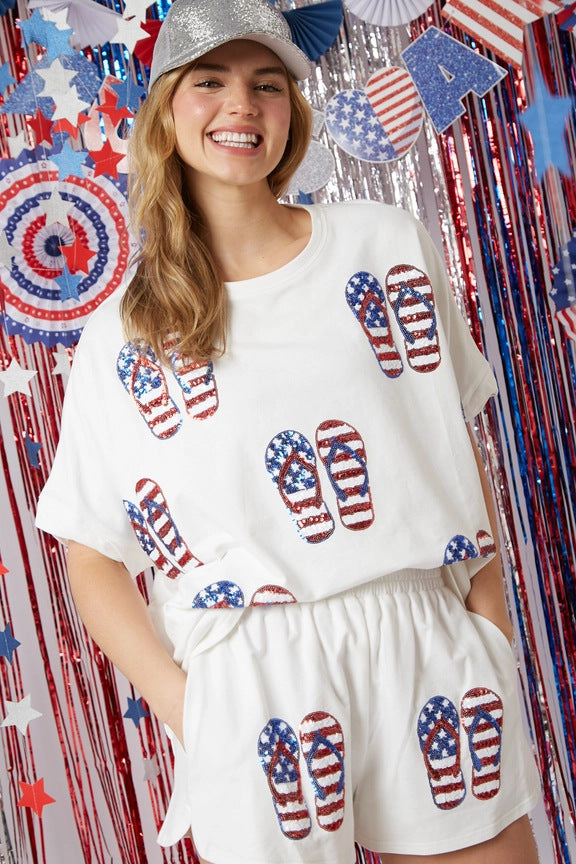 Women Shorts Set Summer Heart Print Round Neck Short Sleeve Tops and High Waist Hot Pants Clothing Streetwear