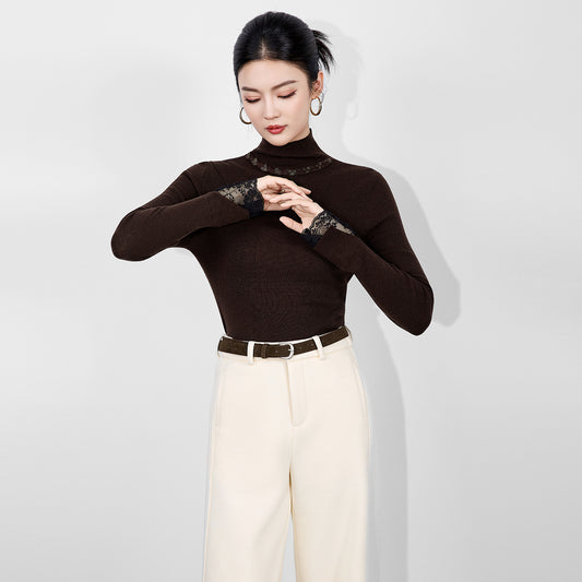 Korean Sle Diamond Embedded Knitted Base Irt Comfortable Soft F High Collar Sweater Trendy Unique Inner Wear Top