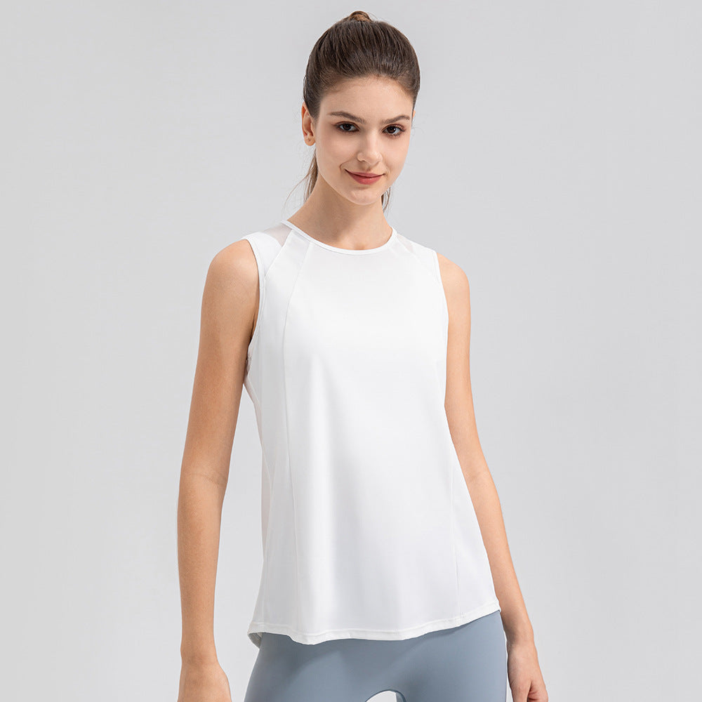 Sleeveless Women Yoga Shirts Quick Drying Sports Tank Tops Workout Running Vest Breathable Round Neck Gym Shirts