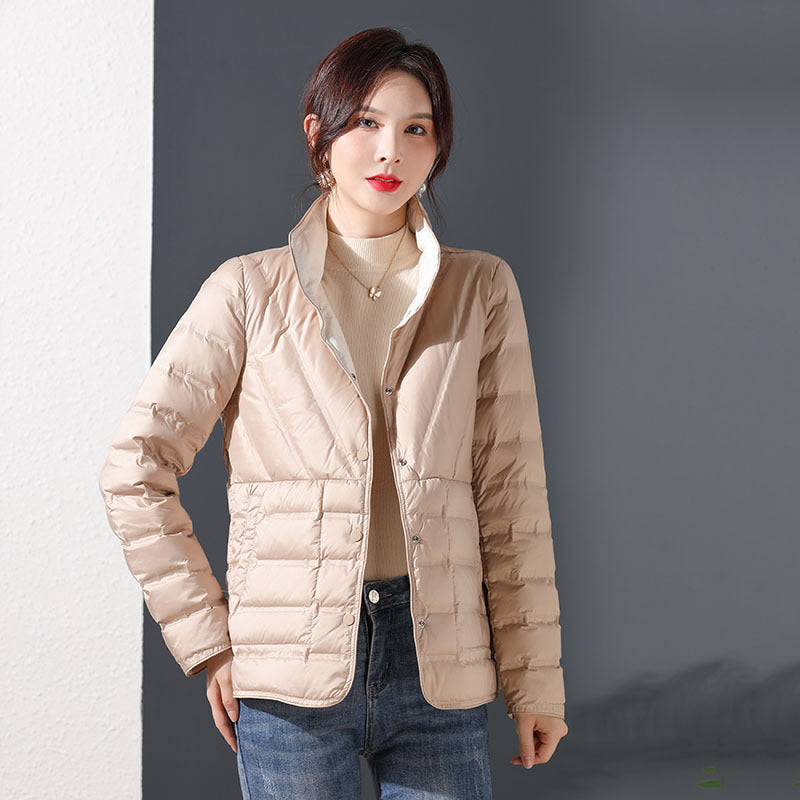 Women Winter Puffer Jacket Top Grade Ultra Lightweight 90% White Duck Down Fashion Short Down Coat Reversible Female Parkas