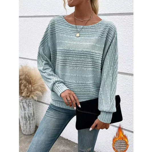 Women Autumn Winter Pullover Top Fashion Round Neck Dolman Sleeves T-shirt Loose Long-sleeved Tees Women's Top's
