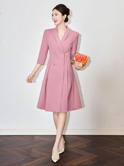 Hostess Suit Dress Speech Outfit Women Blue Business Formal Dress Fashion Waist Fitted Slimming Suit DressOffice Lady Formal