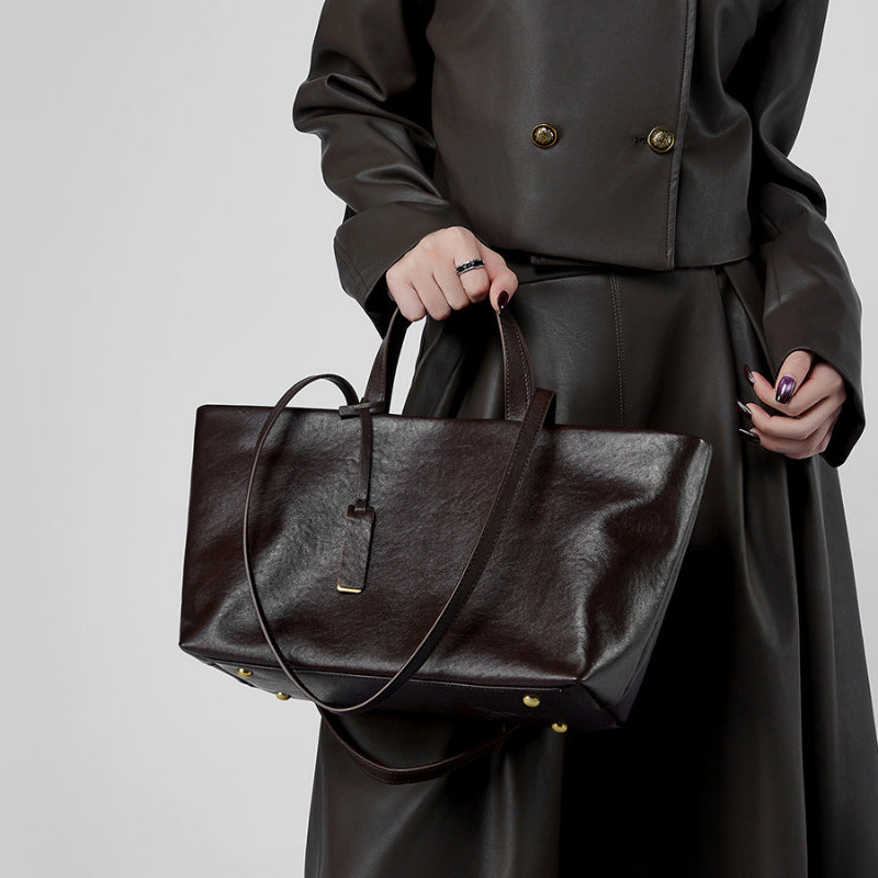 Large Capacity Soft Cowhide Shoulder Bag