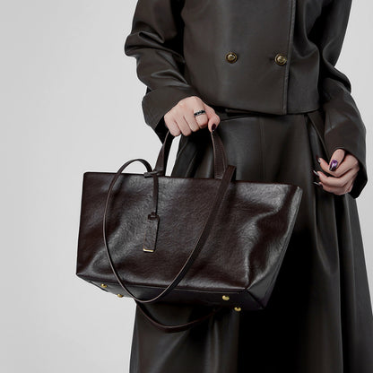 Large Capacity Soft Cowhide Shoulder Bag
