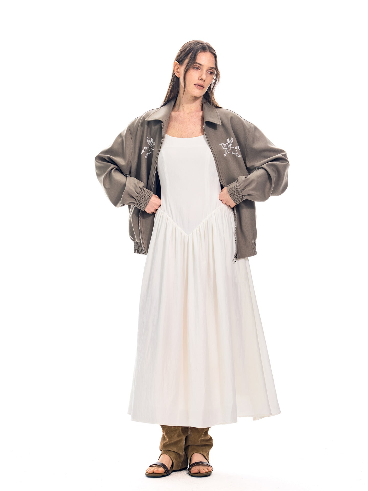 White Strapless Long Dress Women Fashion Slim Sleeveless O-Neck High Waist Dresses