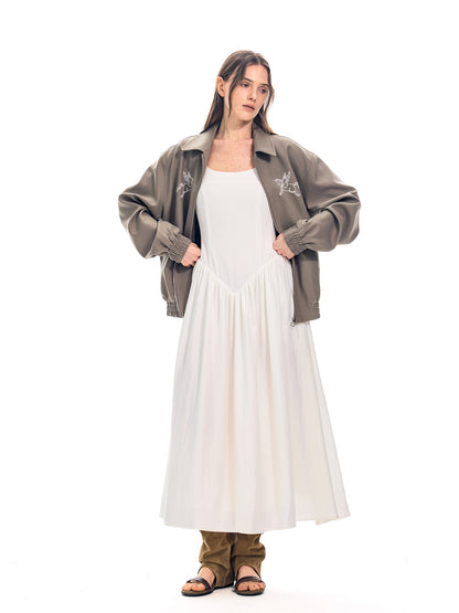 White Strapless Long Dress Women Fashion Slim Sleeveless O-Neck High Waist Dresses