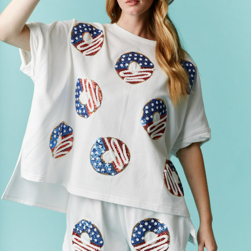 Women Shorts Set Summer Heart Print Round Neck Short Sleeve Tops and High Waist Hot Pants Clothing Streetwear