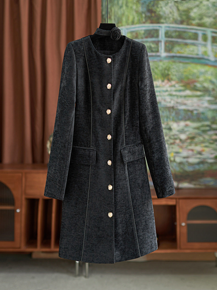 Kate Princess Black Coat, Warm Outside, Single Breasted, Fashion