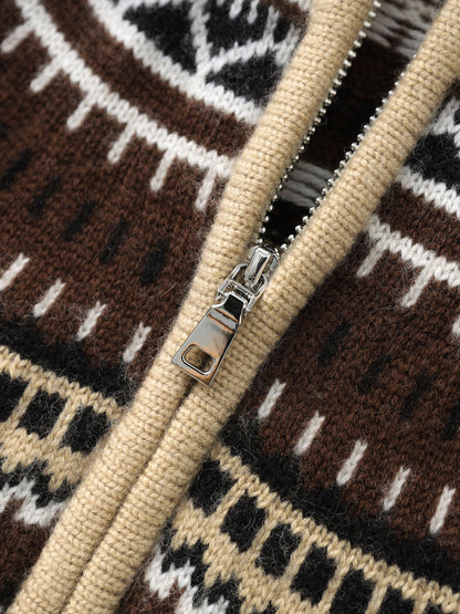 Soft Skin-friendly Full Wool Knitted Sweater Coat Women's Autumn Fashion Island Stripe Twisted Knit Open Cardigan Coat