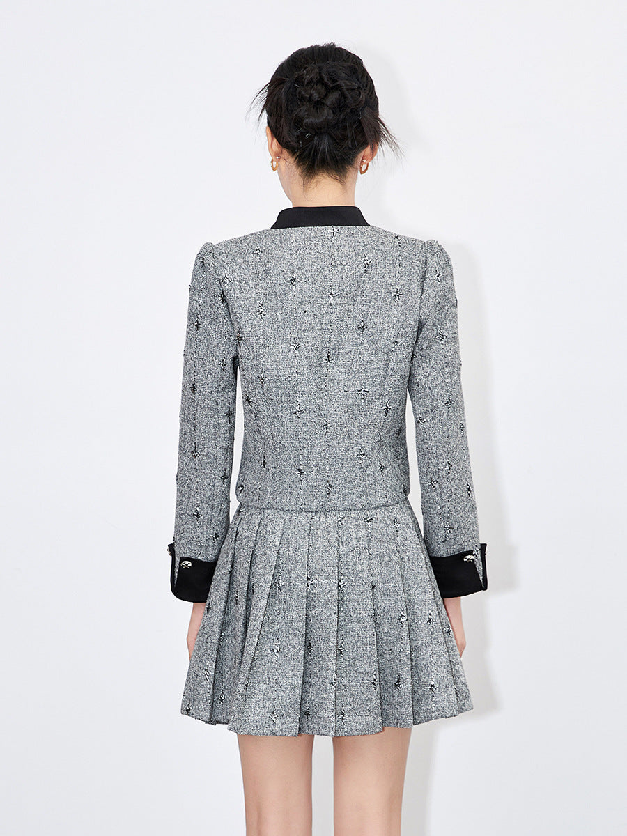 Busin Ele Profional Women's New Sle Two-Piece Set Faionable Commute Workwear Skirt Suit Long Sve Wool Blend