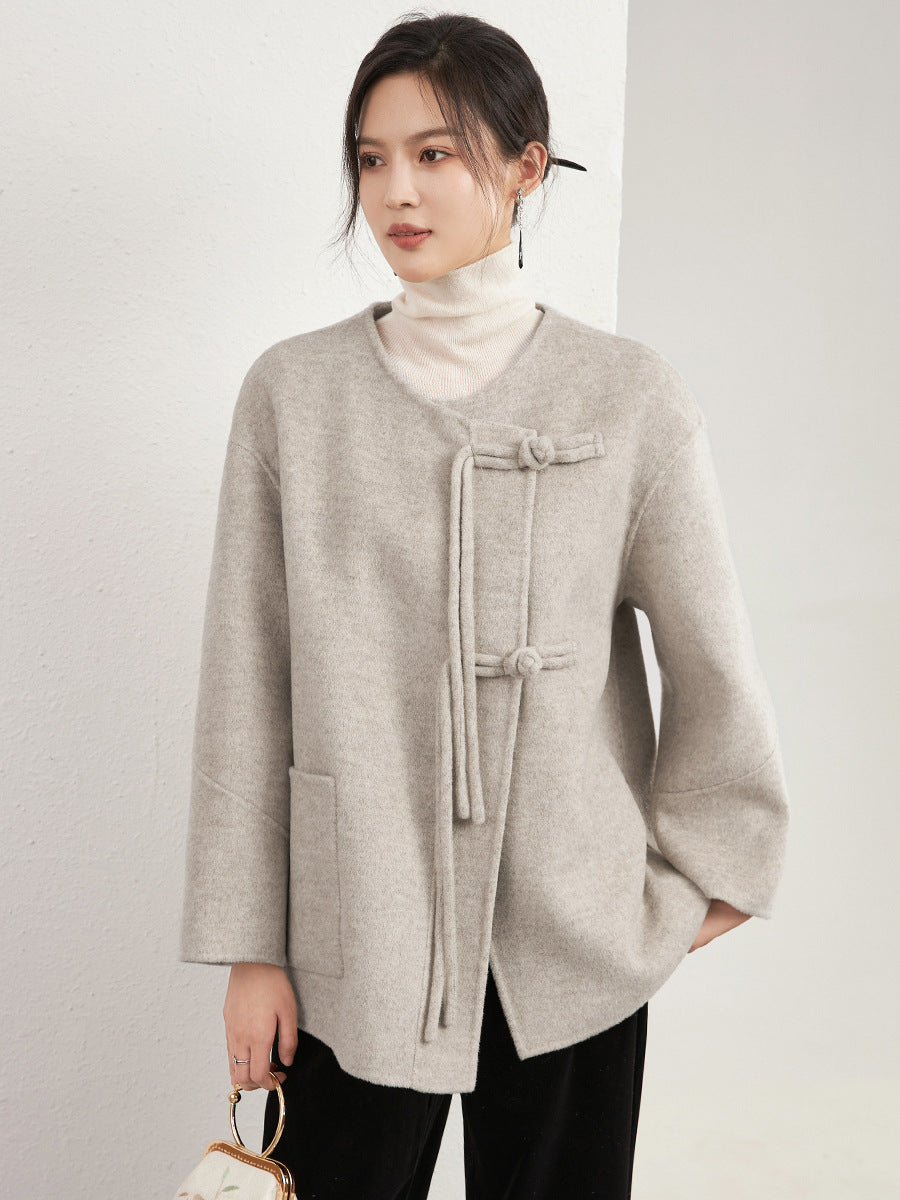 Improved Version Double-Faced Cashmere Coat New Chinese Style Retro National Trend Women's High-End Short Coat