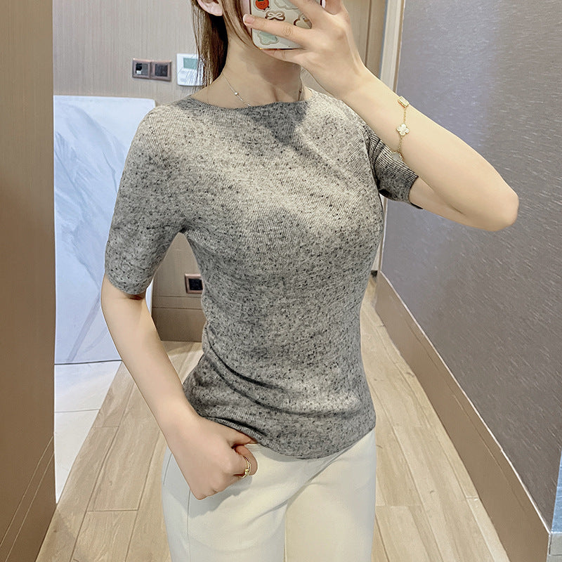 Elegant French Intellectual Seamless Ultrafine Lin Wool Knitted Sweater 16 Needle Smooth Minimalist Polyester Casual Style
