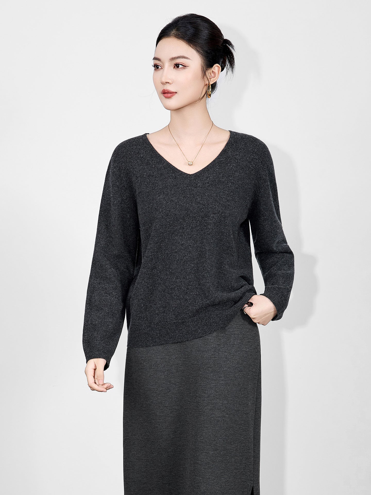 100% Merino Wool Women Pullovers V-neck Long Sleeve Knitted Woolen Basics Sweaters Loose Tops Women's Solid Pullover Sweater