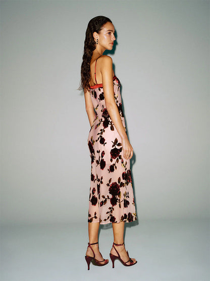 Summer Floral Sling Sexy Slit Long Dress Women Elegant Bodycon Festival Party Dress