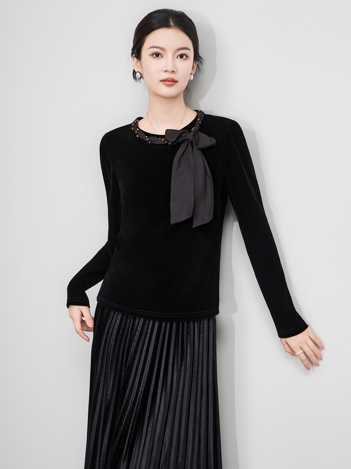 Chic Knitted Sweater Women's Slim Fit Overhead Knot Design Inner Wear Base Layer Padded Top Fashionable Korean Style