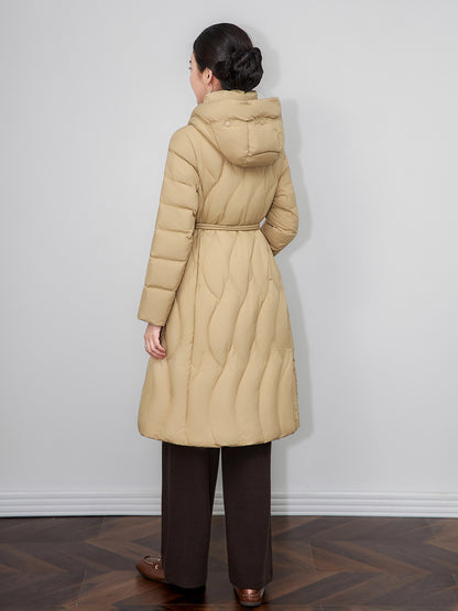 Women's Mid-Length down Jacket White Duck Feather Thick Warm Coat with Hood Autumn Winter New Style Fashionable Outerwear