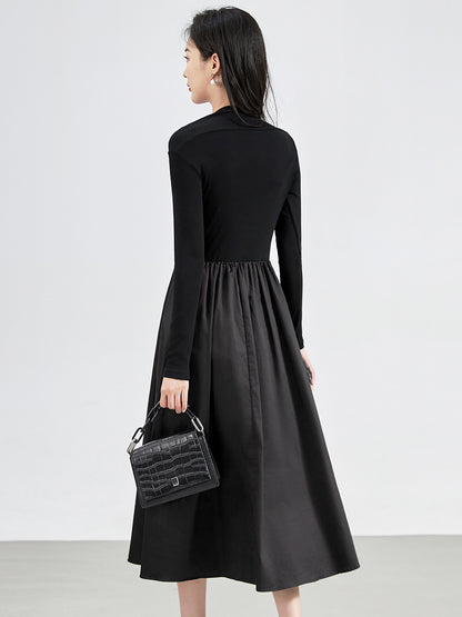 French Vintage Long Sleeve Square Collar Dress Slimming Waist Design Autumn New Style Elegant Women's Midi Dress Full Sleeve
