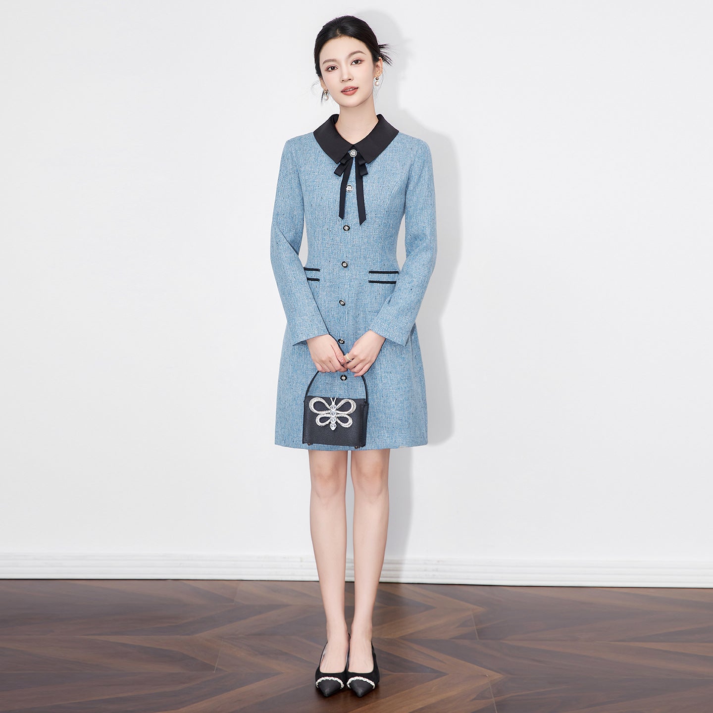 Elegant French Style Small Fragrance Fashionable Autumn Winter New Arrival Lady Dress