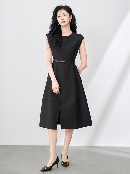 Strapless Vest Skirt A- Line Dress Sleeveless Pure Color Slimming Summer New Women's Fashion Midi Dress Polyester Fiber