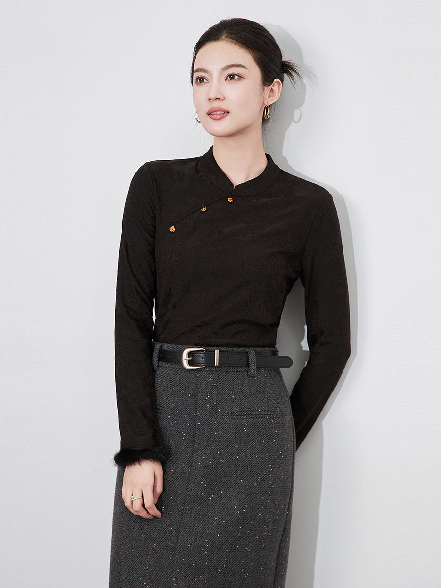 Retro Anti-Aging Loose Long Sleeve Thickened Knitted Top Autumn Winter New Style Pure Wool Sweater Women Stand Collar Pullover