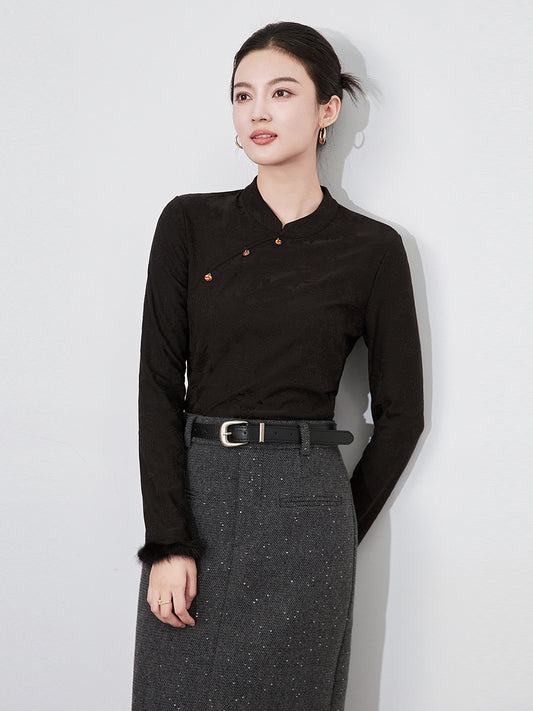 Retro Anti-Aging Loose Long Sleeve Thickened Knitted Top Autumn Winter New Style Pure Wool Sweater Women Stand Collar Pullover